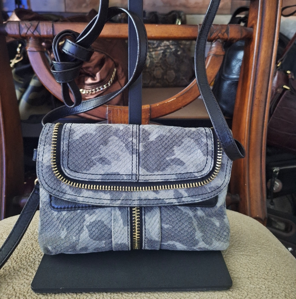 B. Makowsky Suede Camo Print Crossbody NWOT